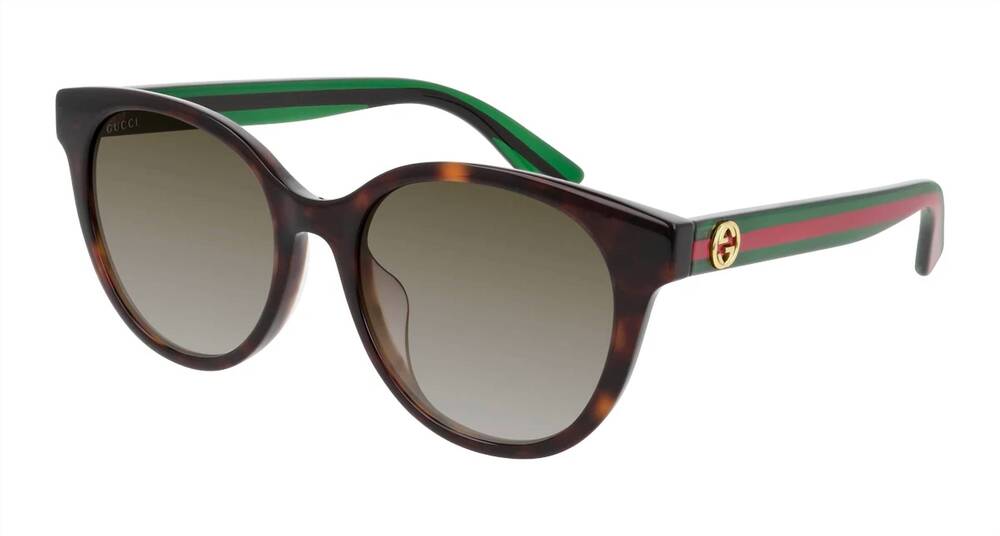 NEW GUCCI women's 0702skn round frame sunglasses in havana - green - red